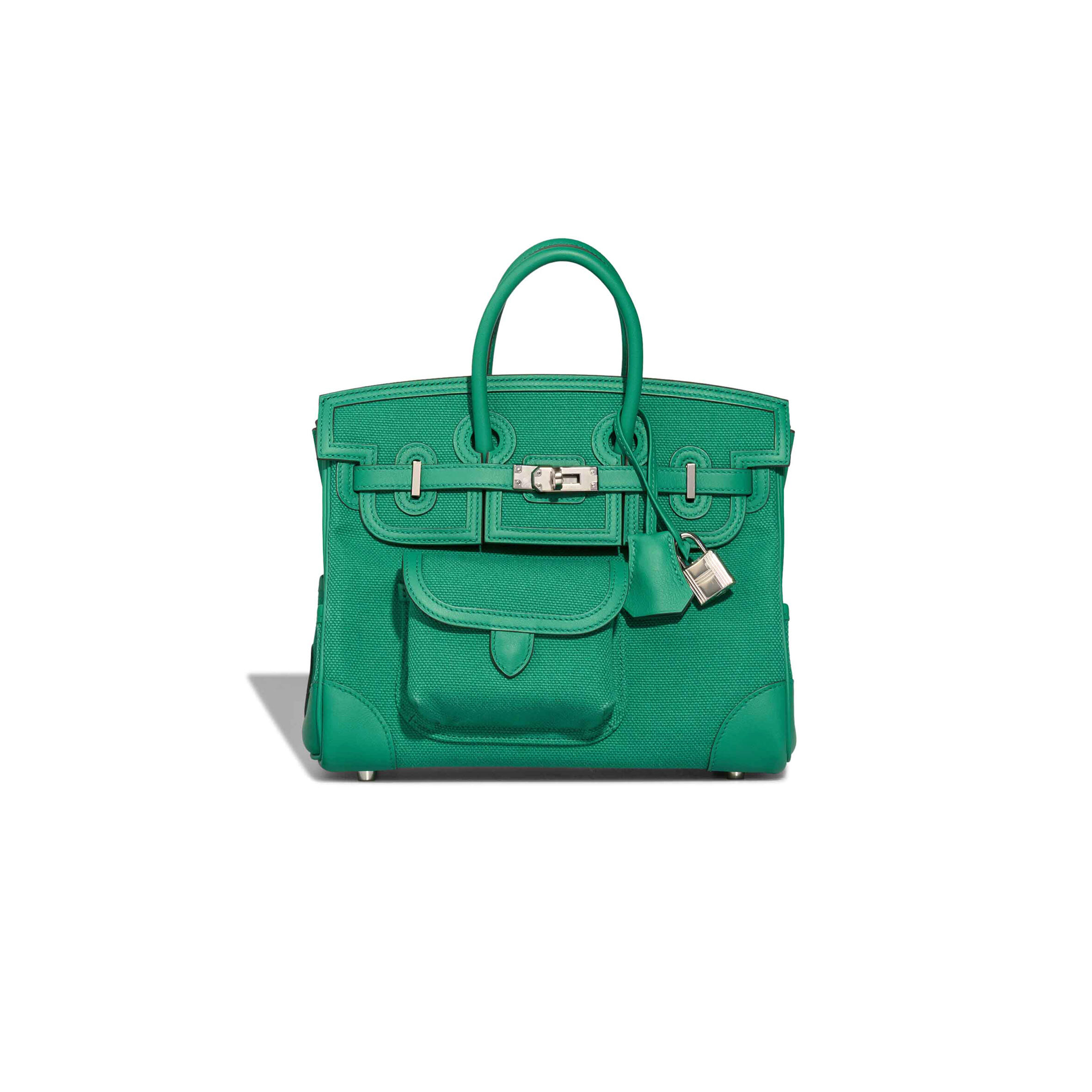 H**mes MASTER VERT VERTIGO SWIFT LEATHER AND CANVAS CARGO BIRKIN 25 (25*20*13cm)